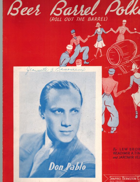 Image for Beer Barrel Polka - Don Pablo Cover - Vintage Sheet Music Beer Barrel Polka - Don Pablo Cover - Vintage Sheet Music