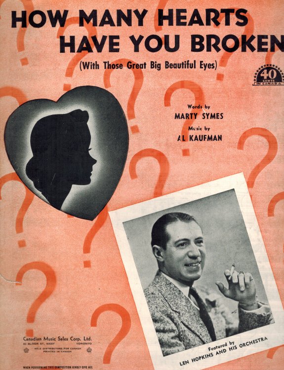 Image for How Many Hearts have You Broken (With Those Great Big Beautiful Eyes) - Len Hopkins Cover - Vintage Sheet Music How Many Hearts have You Broken (With Those Great Big Beautiful Eyes) - Len Hopkins Cover - Vintage Sheet Music