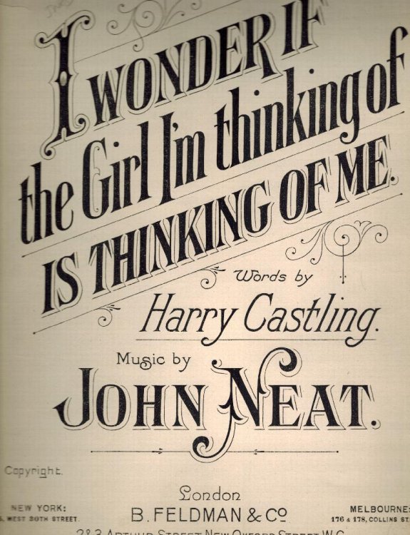 Image for I Wonder if the Girl I'm Thinking of is Thinking of Me - Vintage Sheet Music I Wonder if the Girl I'm Thinking of is Thinking of Me - Vintage Sheet Music