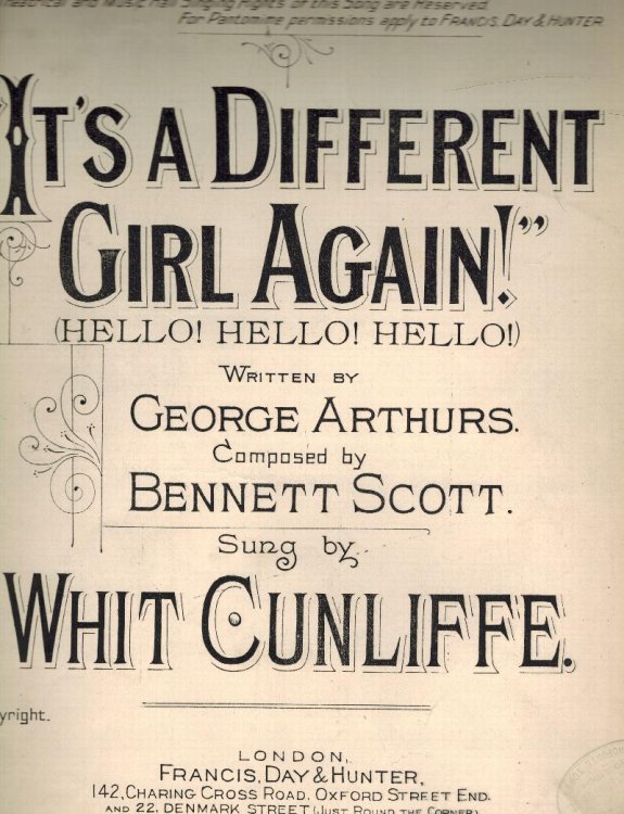 Image for It's a Different Girl Again! : Hello Hello Hello - Vintage Sheet Music - as Sung By Cunliffe, Whit It's a Different Girl Again! : Hello Hello Hello - Vintage Sheet Music - as Sung By Cunliffe, Whit