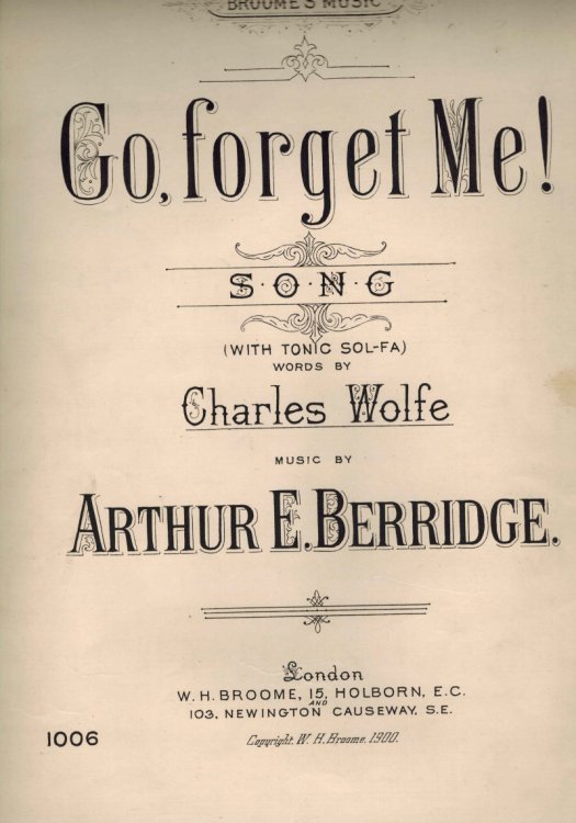 Image for Go, Forget Me Song with Tonic Soll-fa - Vintage Sheet Music Go, Forget Me Song with Tonic Soll-fa - Vintage Sheet Music