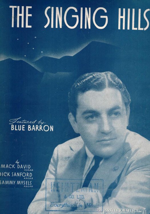 Image for The Singing Hills - Vintage Sheet Music - Blue Barron Harry Freidman Cover The Singing Hills - Vintage Sheet Music - Blue Barron Harry Freidman Cover