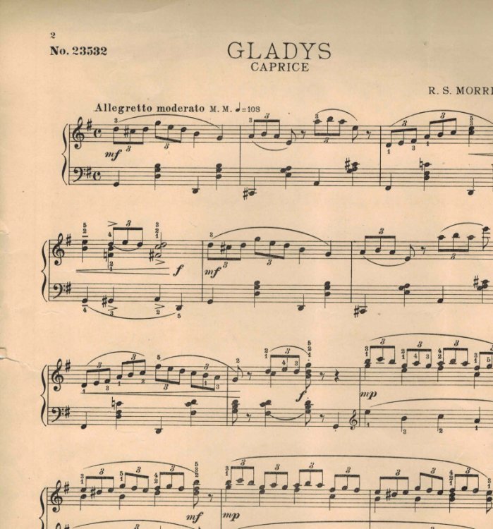 Image for Gladys Caprice - Vintage Sheet Music Gladys Caprice - Vintage Sheet Music