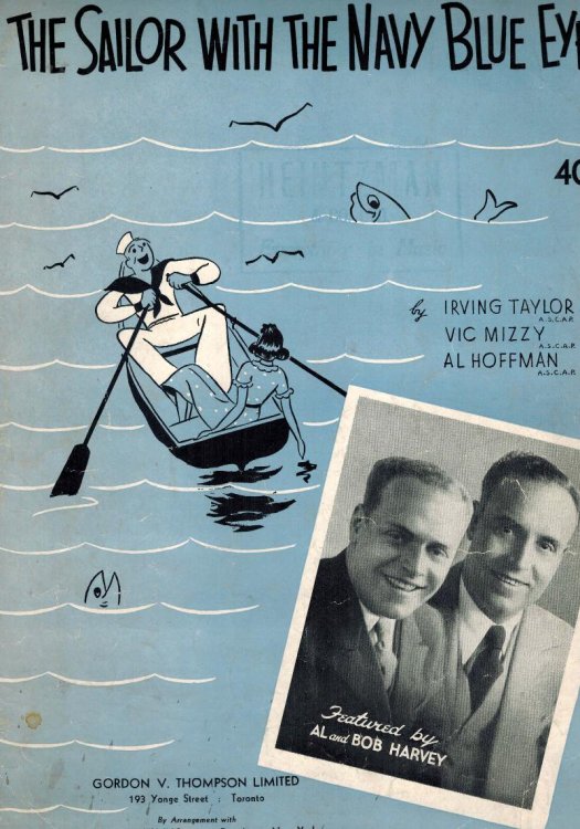 Image for The Sailor With the Navy Blue Eyes - Al and Bob Harvey Cover - Vintage Sheet Music The Sailor With the Navy Blue Eyes - Al and Bob Harvey Cover - Vintage Sheet Music