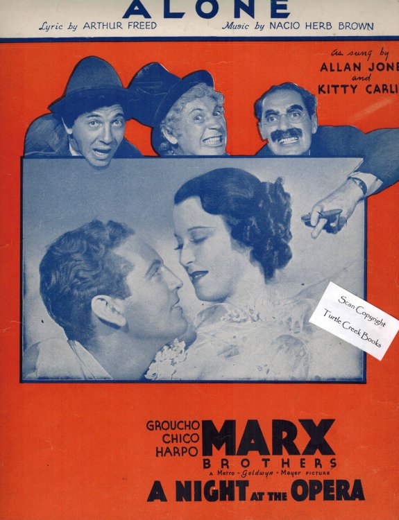 Image for Alone - From A Night At the Opera - Allan Jones & Kitty Carlisle & Marx Brothers Cover - Sheet Music Alone - From A Night At the Opera - Allan Jones & Kitty Carlisle & Marx Brothers Cover - Sheet Music