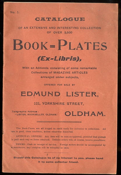 #1 CATALOGUE OF AN EXTENSIVE AND INTERESTING COLLECTION OF OVER 2500 BOOK PLATES WITH AN ADDENDA.