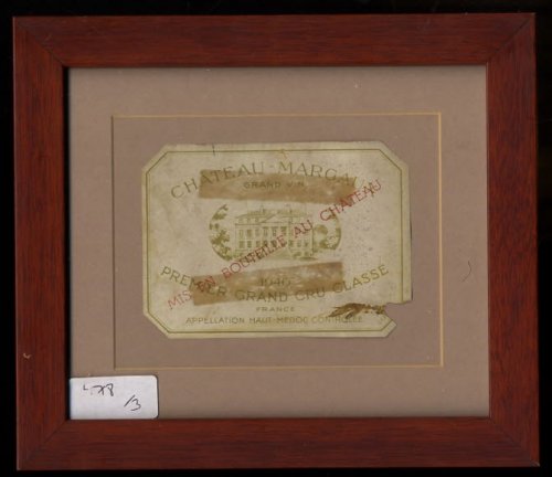 Image for CHATEAUX MARGAUX 1940 PREMIERE GRAND CRU CLASSE FRAMED WINE LABEL CHATEAUX MARGAUX 1940 PREMIERE GRAND CRU CLASSE FRAMED WINE LABEL