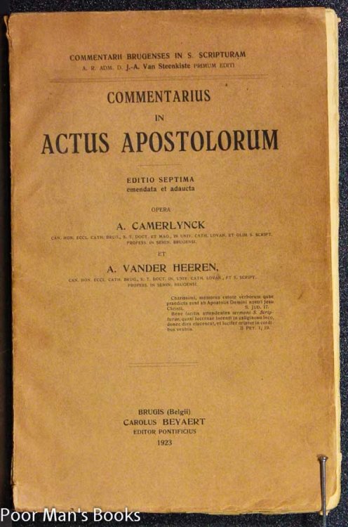 Image for COMMENTARIUS IN ACTUS APOSTOLORUM COMMENTARIUS IN ACTUS APOSTOLORUM