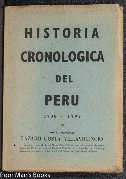 Image for HISTORIA CRONOLOGICA DEL PERU 1700- 1799 HISTORIA CRONOLOGICA DEL PERU 1700- 1799
