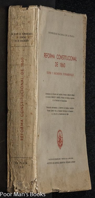 Image for REFORMA CONSTITUCIONAL DE 1860; TEXTOS Y DOCUMENTOS FUNDAMENTALES. REFORMA CONSTITUCIONAL DE 1860; TEXTOS Y DOCUMENTOS FUNDAMENTALES.