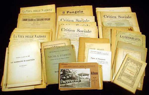 ARCHIVE ITALIAN HISTORICAL EPHEMERA 1900S NEWSPAPERS SOCIALISM MUSSOLINI MILITARY MAPS 1848 WAR POLITICAL PAMPHLETS CONSTANTINOPLE REFERENCE