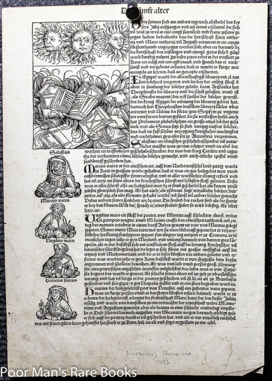 DAS BUCH DER CRONIKEN UND GESCHICHTEN. INCUNABLE LEAF 92 WITH ILLUSTRATIONS.