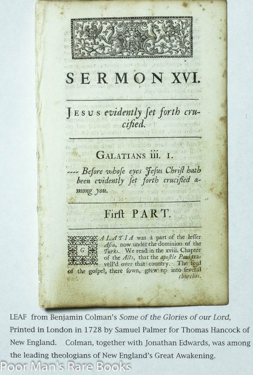 Leaf From Some Of The Glories Of Our Lord And Saviour Jesus Christ 1728 Sermon XVI
