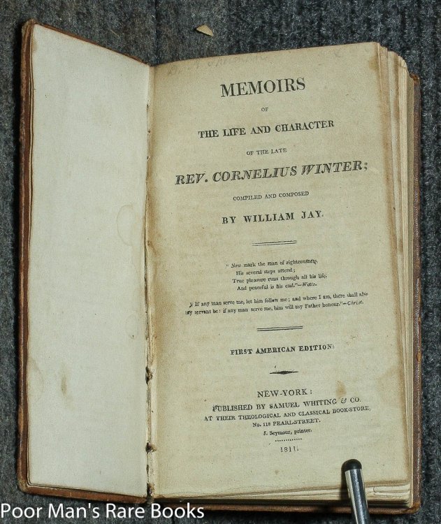 Image for Memoirs of the life and character of the late Rev. Cornelius Winter; compiled and composed by William Jay Memoirs of the life and character of the late Rev. Cornelius Winter; compiled and composed by William Jay