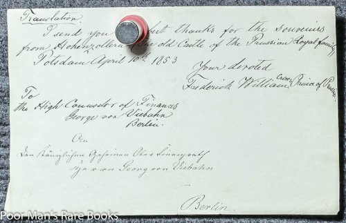 Image for (autographs - Royalty). Manuscript Document Signed. Frederick IV Of Prussia. Potsdam, April 10, 1854 (autographs - Royalty). Manuscript Document Signed. Frederick IV Of Prussia. Potsdam, April 10, 1854