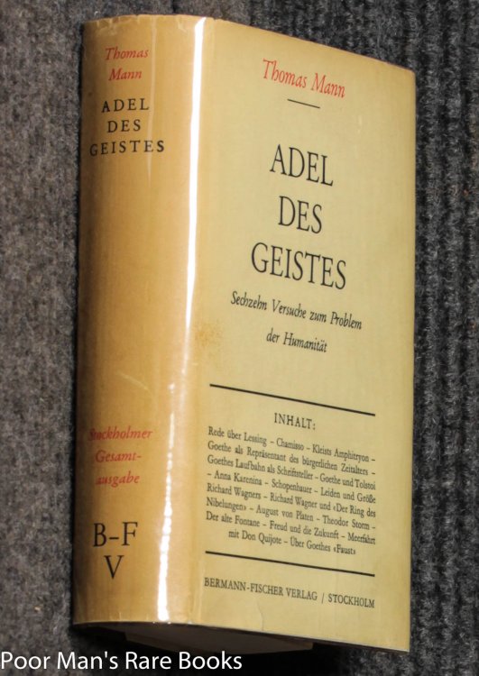 Image for Adel Des Geistes. Sechzehn Versuche Zum Problem Der Humanitat Adel Des Geistes. Sechzehn Versuche Zum Problem Der Humanitat