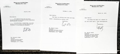 [law] Archive Of 16 Letters From Chief Justice Warren Burger To Marvin S. Sadik, Director Of The National Portrait Gallery. Dated Between 1971 And 1980
