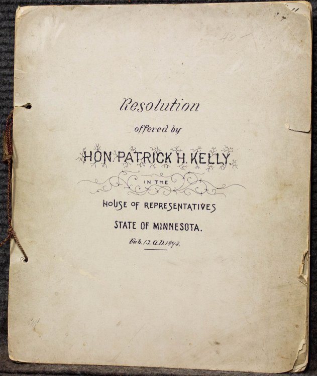 Image for Resolution Offered By Hon Patrick Kelly Mn 1893 Resolution Offered By Hon Patrick Kelly Mn 1893