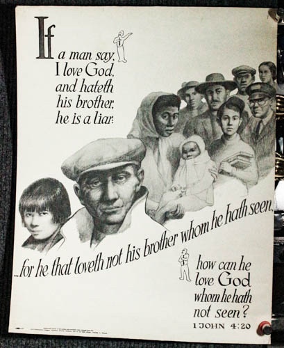 Image for If A Man Say I Love God And Hateth His Brother, He Is A Liar Anti-defamation League Poster Circa 1940 L/R If A Man Say I Love God And Hateth His Brother, He Is A Liar Anti-defamation League Poster Circa 1940 L/R