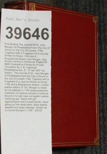 The Journal Of Dr. John Morgan Of Philadelphia From The City Of Rome To The City Of London 1764, Together With A Fragment Of A Journal Written At Rome 1764 And A Biographical Sketch