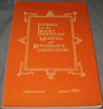 Image for Journal of the Rocky Mountain Medieval and Renaissance Association (Volume 7) January 1986 Journal of the Rocky Mountain Medieval and Renaissance Association (Volume 7) January 1986