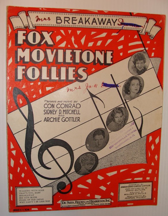 Image for Breakaway - Sheet Music for the Song from Fox Movietown Follies of 1929 Breakaway - Sheet Music for the Song from Fox Movietown Follies of 1929