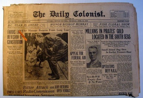 Image for The Daily Colonist, Thursday April 12, 1934, Victoria, British Columbia Newspaper The Daily Colonist, Thursday April 12, 1934, Victoria, British Columbia Newspaper