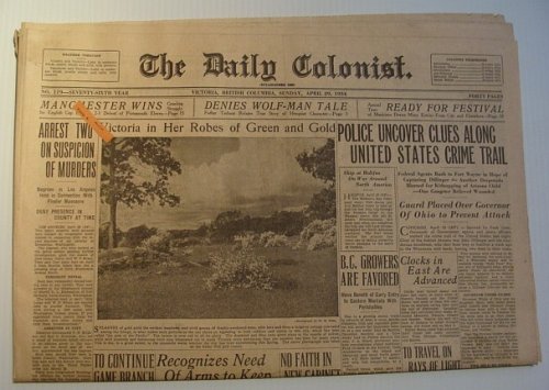 Image for The Daily Colonist, Sunday April 29, 1934, Victoria, British Columbia Newspaper The Daily Colonist, Sunday April 29, 1934, Victoria, British Columbia Newspaper