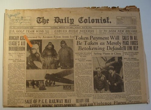 Image for The Daily Colonist, Sunday May 13, 1934, Victoria, British Columbia Newspaper The Daily Colonist, Sunday May 13, 1934, Victoria, British Columbia Newspaper