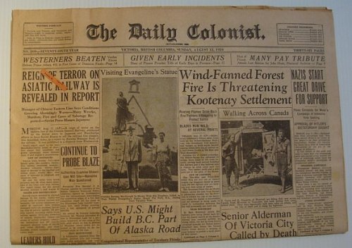 Image for The Daily Colonist, Sunday August 12, 1934, Victoria, British Columbia Newspaper The Daily Colonist, Sunday August 12, 1934, Victoria, British Columbia Newspaper