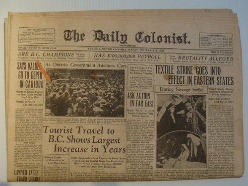 Image for The Daily Colonist, Sunday September 23, 1934, Victoria, British Columbia Newspaper The Daily Colonist, Sunday September 23, 1934, Victoria, British Columbia Newspaper