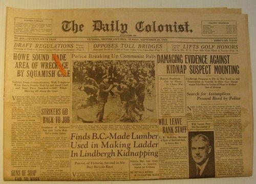 Image for The Daily Colonist, Sunday September 23, 1934, Victoria, British Columbia Newspaper The Daily Colonist, Sunday September 23, 1934, Victoria, British Columbia Newspaper