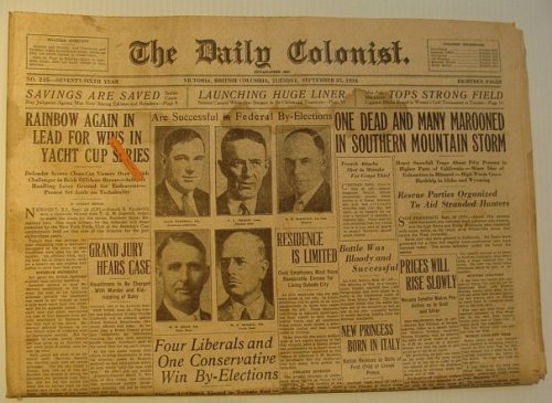 Image for The Daily Colonist, Tuesday September 25, 1934, Victoria, British Columbia Newspaper The Daily Colonist, Tuesday September 25, 1934, Victoria, British Columbia Newspaper