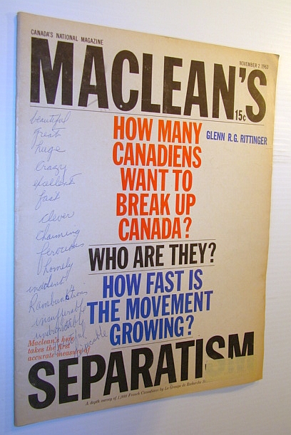 Image for Maclean's Magazine, 2 November 1963 - Canadian Separatism Maclean's Magazine, 2 November 1963 - Canadian Separatism