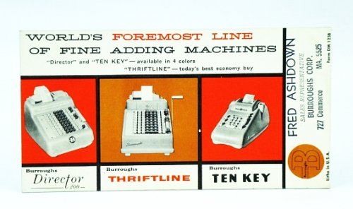 Image for Burroughs Corp. Ink Blotter / Adding Machine Advertisement Burroughs Corp. Ink Blotter / Adding Machine Advertisement