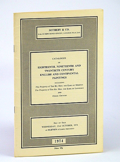 Sotheby & Co. Catalogue of Eighteenth (18th), Nineteenth (19th) and Twentieth (20th) Century Drawings and English and Continental Paintings, 23 October 1974 (