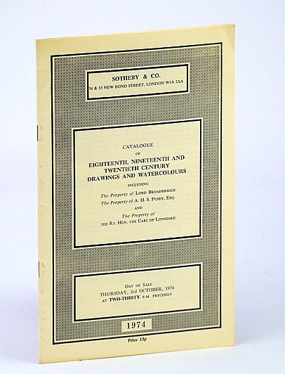 Sotheby & Co. Catalogue of Eighteenth (18th), Nineteenth (19th) and Twentieth (20th) Century Drawings and Watercolours, 3 October 1974 (Aster)