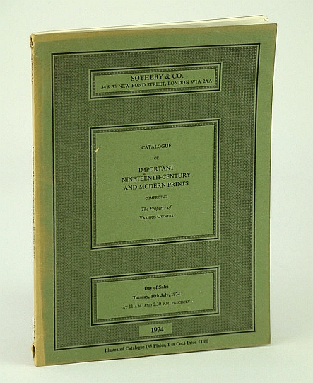 Sotheby & Co. Catalogue of Important Nineteenth (19th) Century and Modern Prints 16 July 1974 (Madrid)
