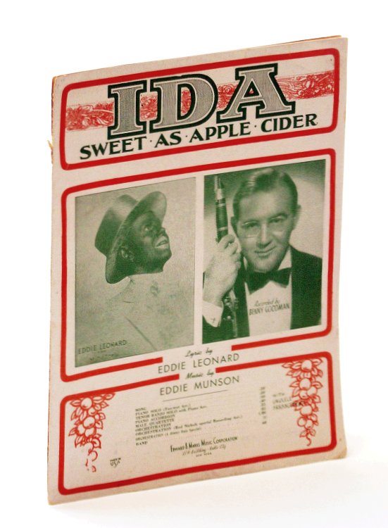 Ida! Sweet as Apple Cider: Sheet Music for Voice and Piano with Ukulele Chords - Cover Photo of Eddie Leonard in Tophat and Blackface