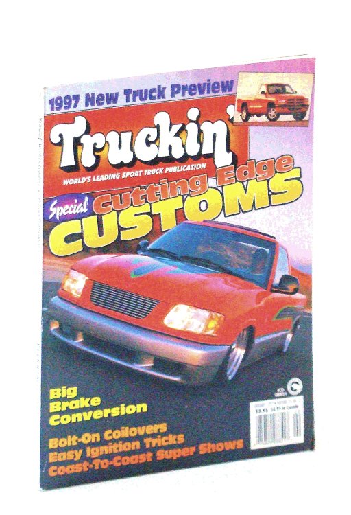 Truckin' Magazine, February [Feb.] 1997: Cover Photo of Full-Custom '96 Isuzu Hombre Owned By Brian Jendro