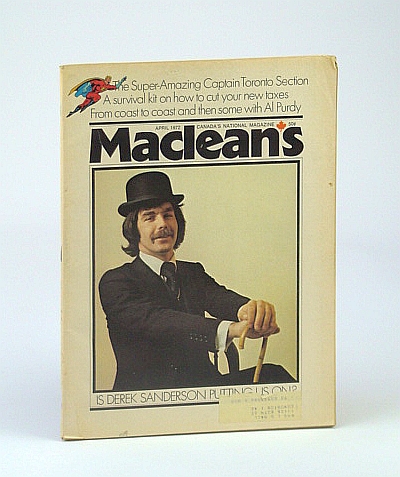 Image for Maclean's - Canada's National Magazine, April (Apr.) 1972 - Derek Sanderson Cover Photo / Great Articles About Toronto Maclean's - Canada's National Magazine, April (Apr.) 1972 - Derek Sanderson Cover Photo / Great Articles About Toronto