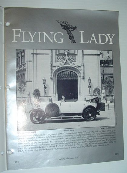 Image for Flying Lady - The Periodical of the Rolls-Royce Owner's Club, Inc., January/February 1991 Flying Lady - The Periodical of the Rolls-Royce Owner's Club, Inc., January/February 1991