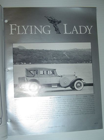 Image for Flying Lady - The Periodical of the Rolls-Royce Owner's Club, Inc., January/February 1992 Flying Lady - The Periodical of the Rolls-Royce Owner's Club, Inc., January/February 1992
