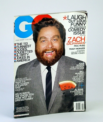 GQ (Gentlemen's Quarterly) Magazine, August (Aug.) 2010 - Zach Galifianakis Cover Photo / 134th Comedy Issue