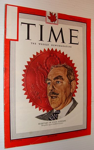 Image for Time Magazine, February 28, 1949 - Dean Acheson Cover Portrait Time Magazine, February 28, 1949 - Dean Acheson Cover Portrait
