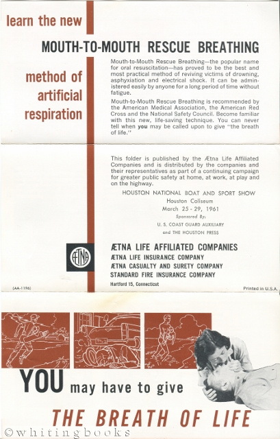 Image for Mouth-to-Mouth Rescue Breathing Brochure circa 1957 (Aetna Life Affiliated Companies) Mouth-to-Mouth Rescue Breathing Brochure circa 1957 (Aetna Life Affiliated Companies)
