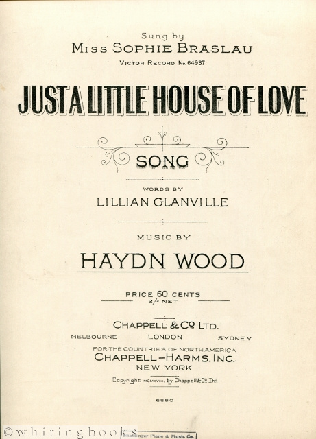 Just a Little House of Love [Sung By Miss Sophie Braslau, Victor Record No. 64937]